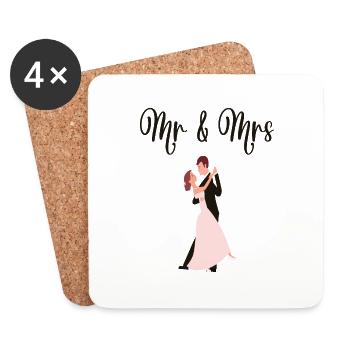 Mr & Mrs Hochzeit Verlobung Heiraten - Untersetzer (4er-Set) - Weiß - Vorne