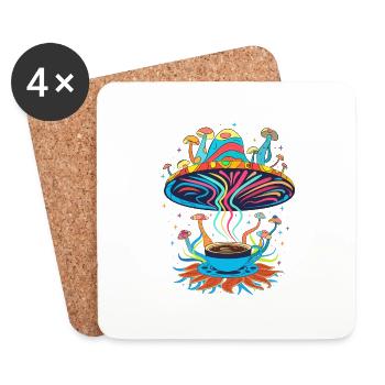 Groovy Mushroom Coffee Vibes - Coasters (set of 4) - white - Front