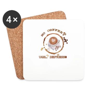 Pas de café Ugh Depresso Trendy Kaffee Espresso - Dessous de verre (lot de 4) - blanc - Devant