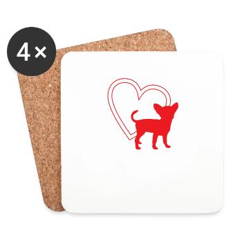 Dog Chihuahua Dog Owner Gechenkidee - Coasters (set of 4) - white - Front