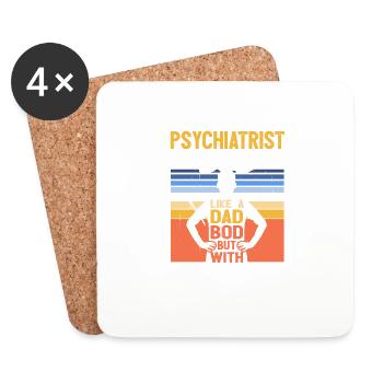 Psychiatre Bod Like A Dad Bod Drôle de psychiatrie - Dessous de verre (lot de 4) - blanc - Devant