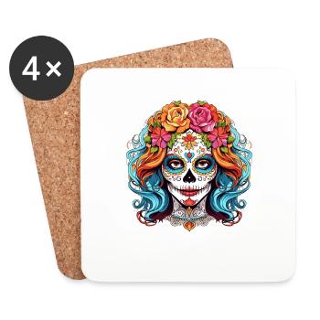 Costume Floral Coloré La Catrina Skull Dia De Lo - Dessous de verre (lot de 4) - blanc - Devant