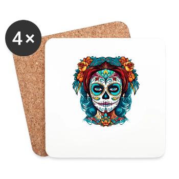 La Calavera Catrina Sugar Skull Halloween Femmes - Dessous de verre (lot de 4) - blanc - Devant