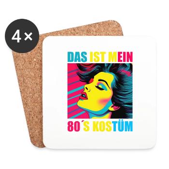 80er Motto Party Das ist mein 80er Jahre Kostüm - Untersetzer (4er-Set) - Weiß - Vorne