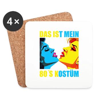 80er Motto Party Das ist mein 80er Jahre Kostüm - Untersetzer (4er-Set) - Weiß - Vorne