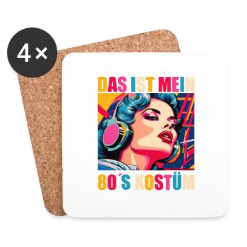 80er Motto Party Das ist mein 80er Jahre Kostüm - Untersetzer (4er-Set) - Weiß - Vorne