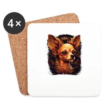 Chihuahua | Bunte Kunst Schöner Hund - Untersetzer (4er-Set) - Weiß - Vorne