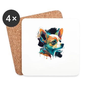 Chihuahua | Bunte Kunst Schöner Hund - Untersetzer (4er-Set) - Weiß - Vorne