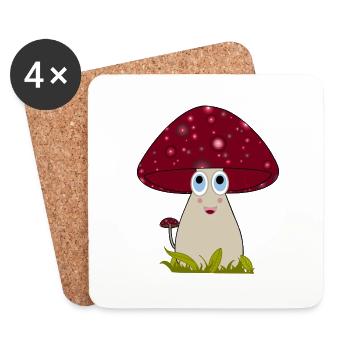 Pilz - Untersetzer (4er-Set) - Weiß - Vorne