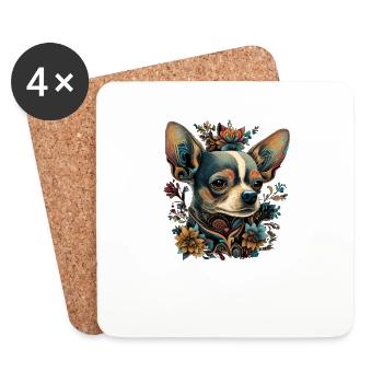 Chihuahua | Bunte Kunst Schöner Hund - Untersetzer (4er-Set) - Weiß - Vorne
