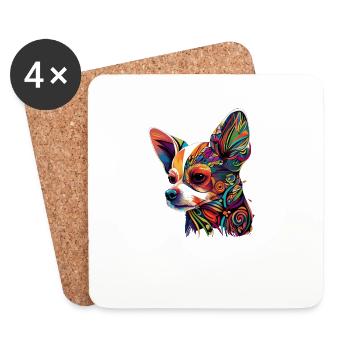 Chihuahua | Bunte Kunst Schöner Hund - Untersetzer (4er-Set) - Weiß - Vorne