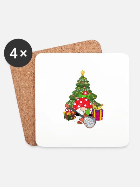 Bassgitarre Spieler Gnome lustig Weihnachtsbaum - Untersetzer (4er-Set) - Weiß