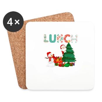Lunch Lady Funny Christmas Tree Christmas - Coasters (set of 4) - white - Front