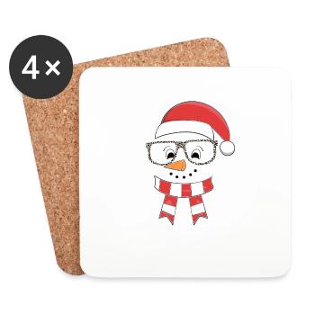 Funny Christmas Snowman Face Leopard - Coasters (set of 4) - white - Front