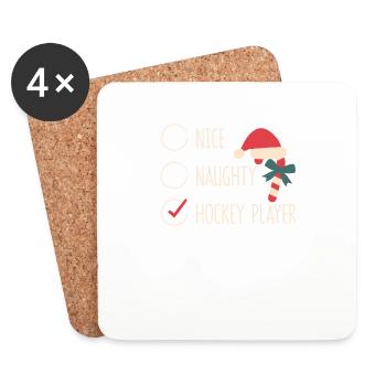 Noël mignon vilain joueur de hockey - Dessous de verre (lot de 4) - blanc - Devant
