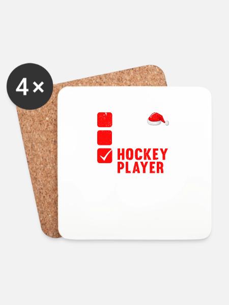 Netter frecher Eishockeyspieler Weihnachten - Untersetzer (4er-Set) - Weiß