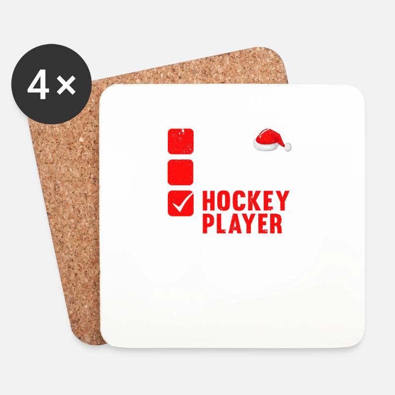 Netter frecher Eishockeyspieler Weihnachten - Untersetzer (4er-Set) - Weiß