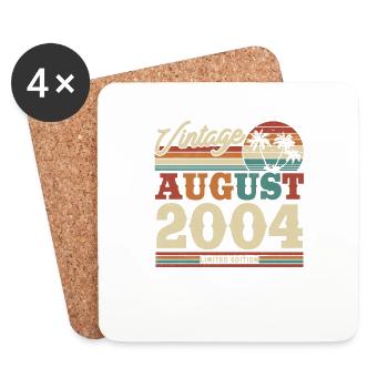 Vintage Birthday Gift 08/2004, 19/20 Years - Coasters (set of 4) - white - Front
