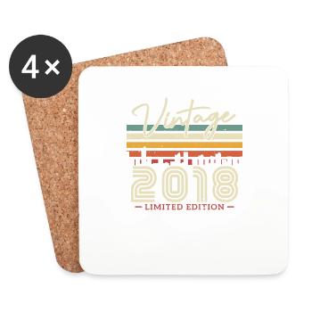 Vintage Geburtstagsgeschenk 2018 - Untersetzer (4er-Set) - Weiß - Vorne