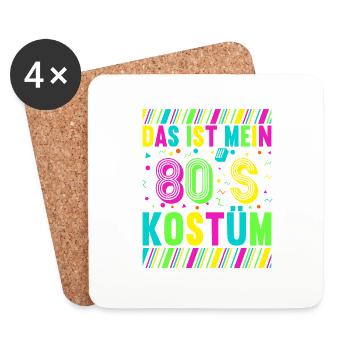 80er Motto Party Das ist mein 80er Jahre Kostüm - Untersetzer (4er-Set) - Weiß - Vorne