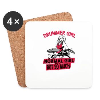 DrummerGirl Like A Normal Girl But So Much Plus Fort - Dessous de verre (lot de 4) - blanc - Devant