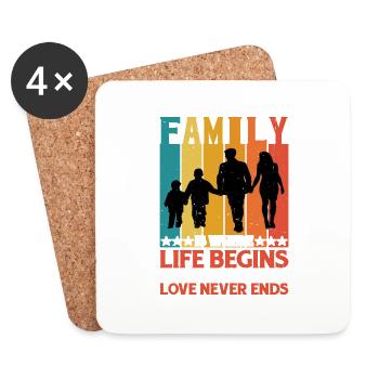 Family Is Where Life Begins And Love Never Ends - Coasters (set of 4) - white - Front