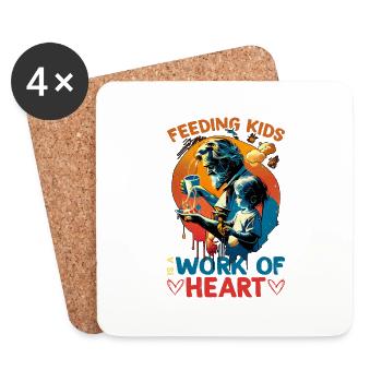 Feeding Kids Is A Work Of Heart 5 - Coasters (set of 4) - white - Front