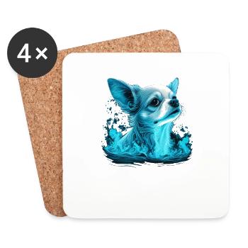 Chihuahua| Cute Swimming Water Diving Dive Funny - Coasters (set of 4) - white - Front