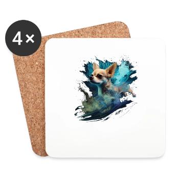 Chihuahua| Cute Swimming Water Diving Dive Funny - Coasters (set of 4) - white - Front