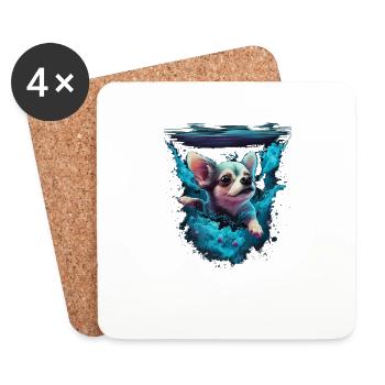 Chihuahua| Cute Swimming Water Diving Dive Funny - Coasters (set of 4) - white - Front