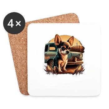 Chihuahua | Trucker Truck Driver Dad Men Car Funny - Coasters (set of 4) - white - Front