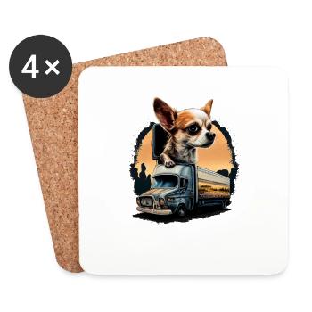 Chihuahua | Trucker Truck Driver Dad Men Car Funny - Coasters (set of 4) - white - Front