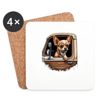 Chihuahua | Trucker Truck Driver Dad Men Car Funny - Coasters (set of 4) - white - Front