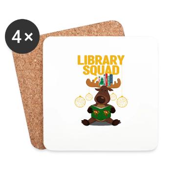 Library Squad Reindeer Christmas Funny Book - Dessous de verre (lot de 4) - blanc - Devant