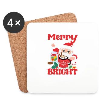 Cheerful and bright pink funny Christmas Santa - Coasters (set of 4) - white - Front