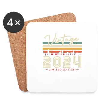Vintage Geburtstagsgeschenk 2024 - Untersetzer (4er-Set) - Weiß - Vorne