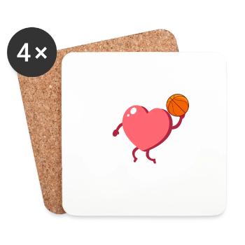 Valentinstag Herz Dunking Basketballspieler - Untersetzer (4er-Set) - Weiß - Vorne