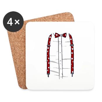 Bretelles de Saint-Valentin Cœurs Noeud papillon Drôle - Dessous de verre (lot de 4) - blanc - Devant