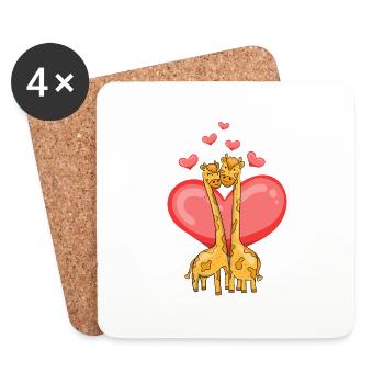 Giraffe Love Kissing Giraffen Cute Wild Animal - Untersetzer (4er-Set) - Weiß - Vorne