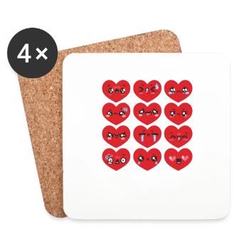 Valentine's Day Silly Faces Hearts Funny - Coasters (set of 4) - white - Front