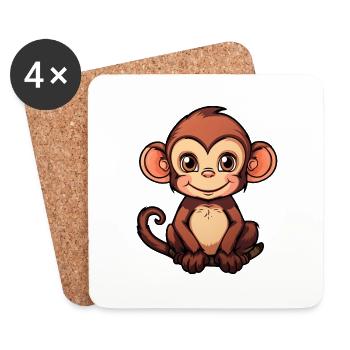 mignon petit singe - Dessous de verre (lot de 4) - blanc - Devant