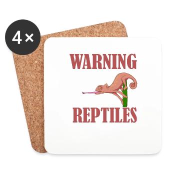 Avertissement peut parler de reptiles à tout moment - Dessous de verre (lot de 4) - blanc - Devant