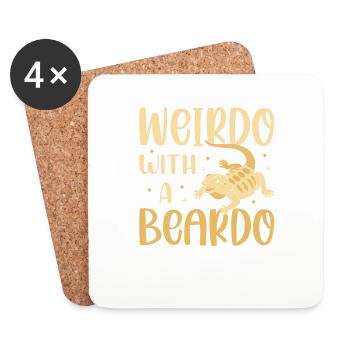 Bizarre avec un reptile amoureux du lézard barbe - Dessous de verre (lot de 4) - blanc - Devant