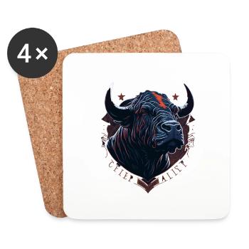 Tête de taureau de vache - Dessous de verre (lot de 4) - blanc - Devant