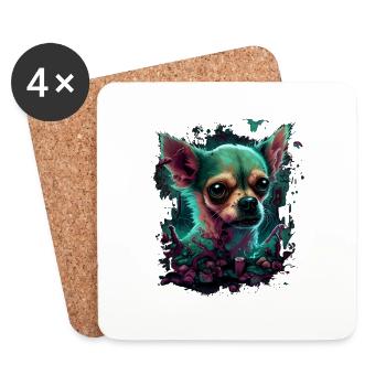 Chihuahua | Zombie Hund Gruselig Halloween Lustig - Untersetzer (4er-Set) - Weiß - Vorne