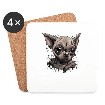 Chihuahua | Zombie Hund Gruselig Halloween Lustig - Untersetzer (4er-Set) - Weiß - Vorne