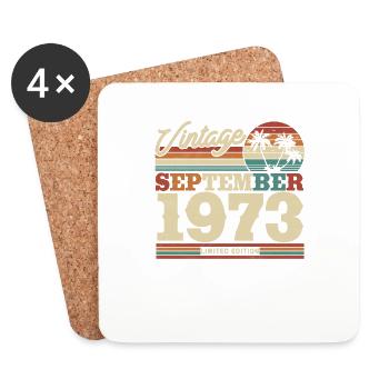 Cadeau d’anniversaire vintage Septembre 1973 - Dessous de verre (lot de 4) - blanc - Devant