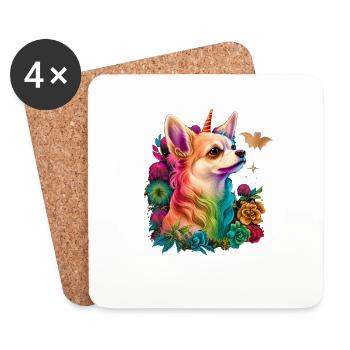 Chihuahua | Colourful Rainbow LGBTQ Unicorn - Coasters (set of 4) - white - Front