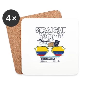 Straight Trippin' Colombia Vacation Tour Voyage - Dessous de verre (lot de 4) - blanc - Devant