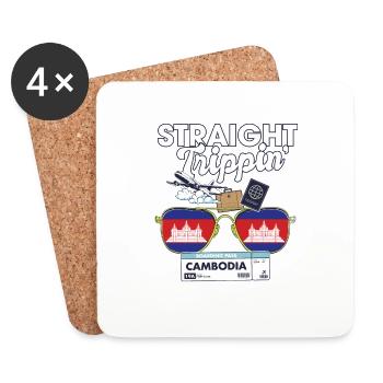 Straight Trippin' Cambodge Vacation Tour Voyage - Dessous de verre (lot de 4) - blanc - Devant
